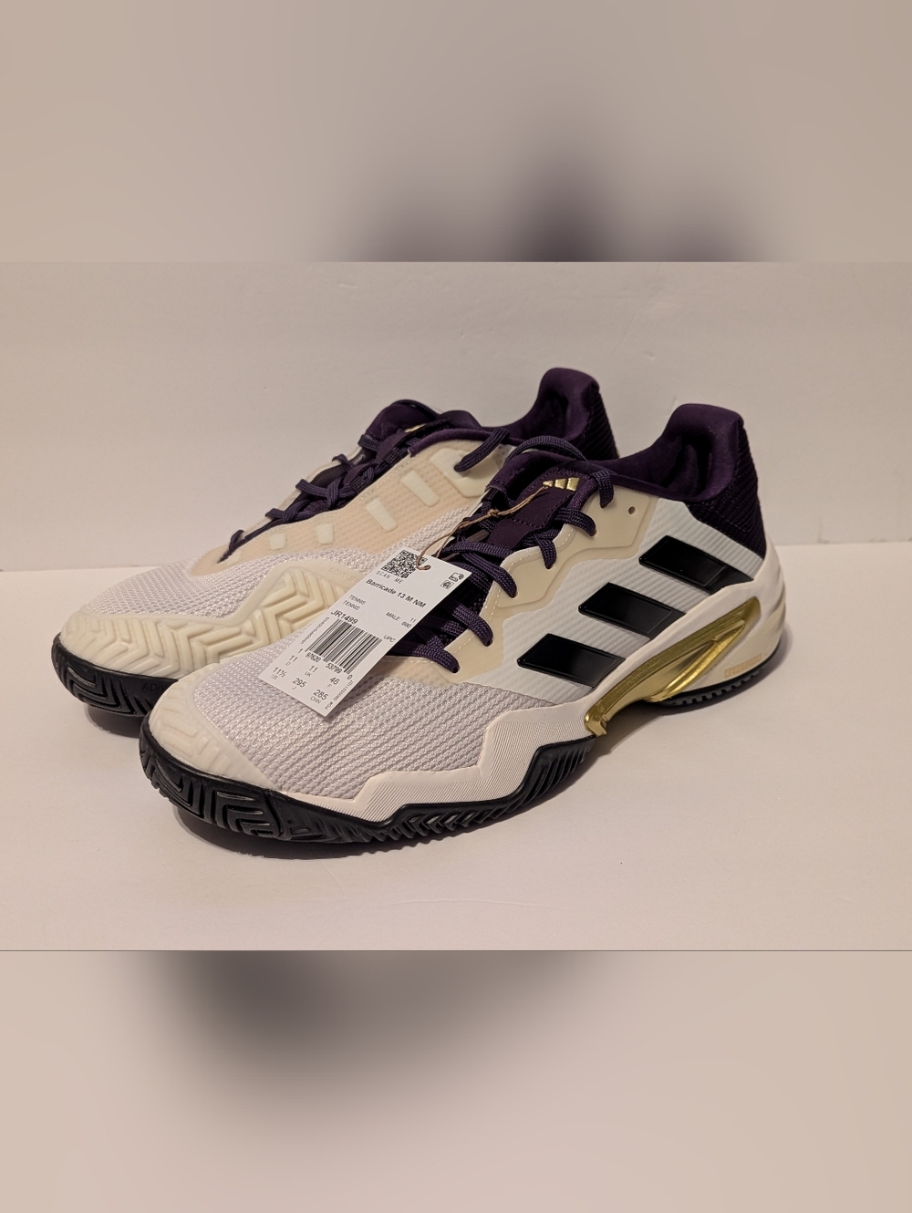 Adidas Barricade 13 M NM Tennis White Plum Black JR1499 Men's Size 11.5